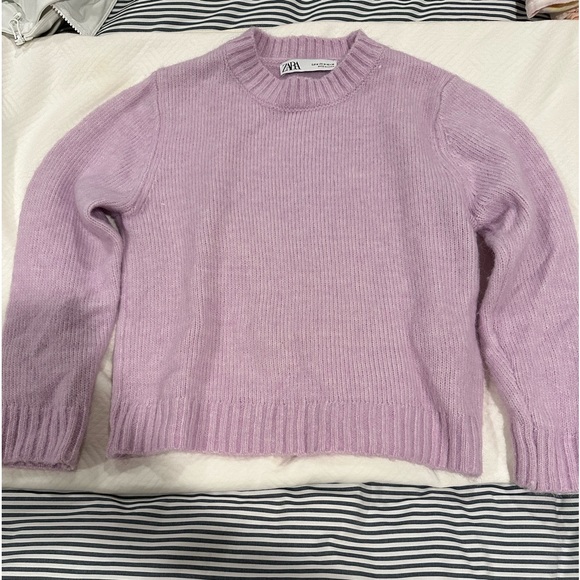 Zara Purple Cropped Knitted Sweater size M - Picture 2 of 4